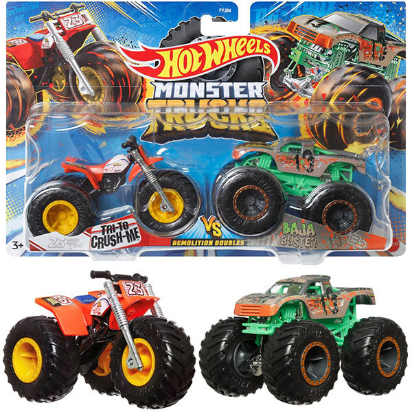 Tri-to Crush-Me vs Baja Buster 1:64 Мonster Тrucks Hot Wheels FYJ64/HLT66