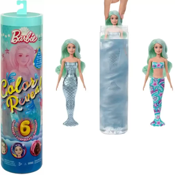 Куклa-русалка с магическа трансформация Barbie Color Reveal Mermaid HRK12